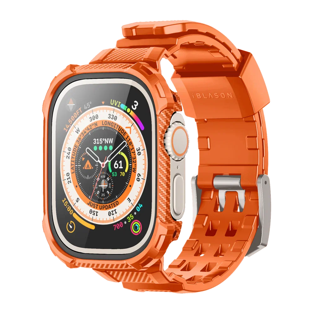 Image of Apple Watch Ultra 49mm Armorbox Case with Tempered Glass Screen Protectors- Orange