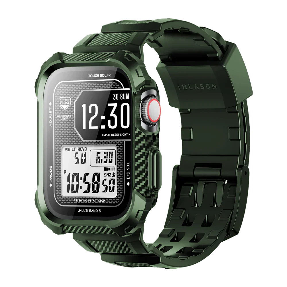 Image of Apple Watch 45mm Armorbox Case with Tempered Glass Screen Protectors - Dark Green