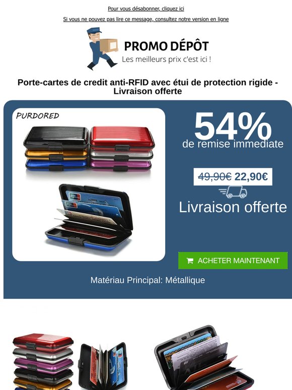 Découvrez notre porte-cartes de credit anti-RFID avec étui de protection rigide