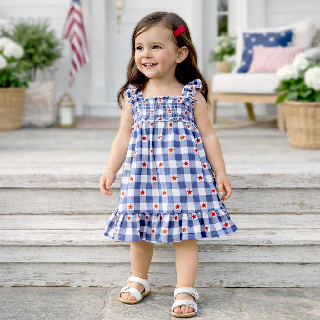 Image of Americana Bamboo Smocked Dress - 4th of July