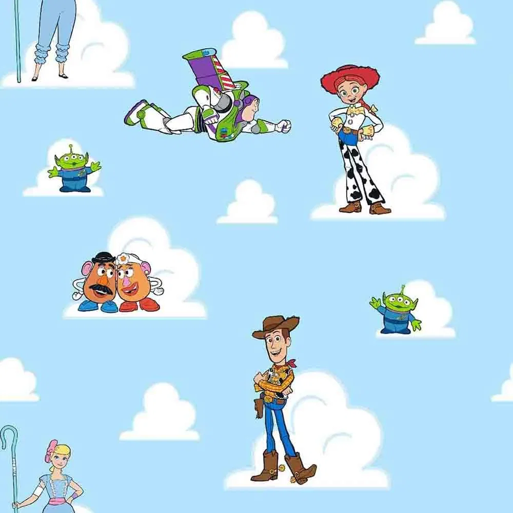 Image of Springs Creative - Cartoon Tough Guys - Toy Story Friends Sketch - Blue - Yardage