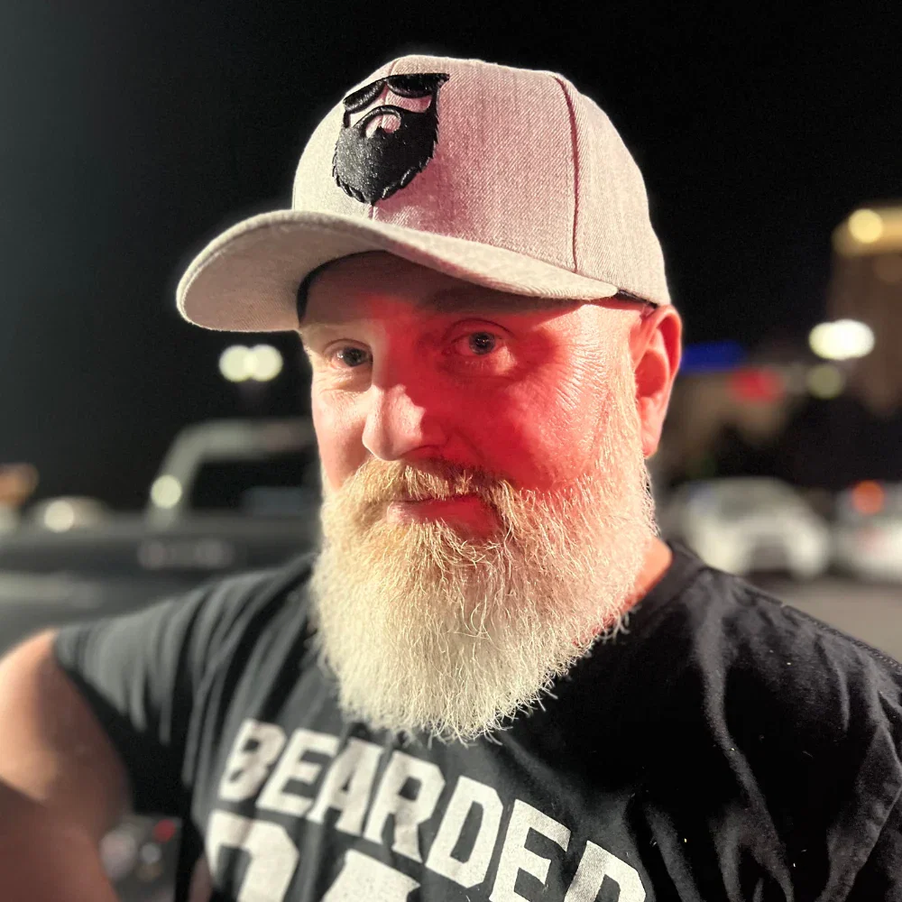 Image of OG Beard Logo Snapback - Heather Grey Curved Visor