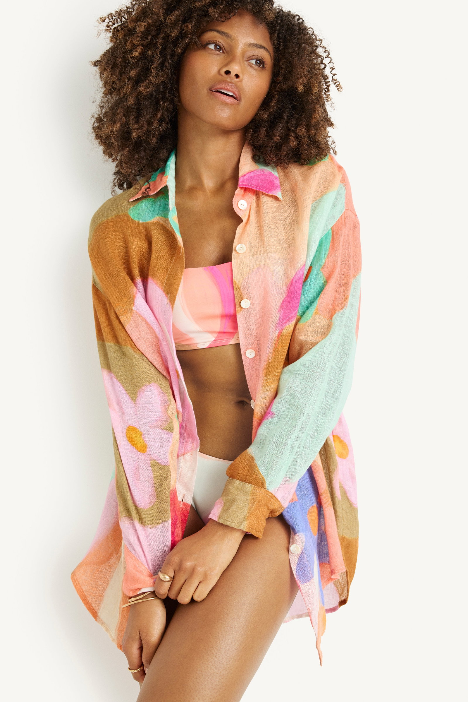 Image of Vitamin A In Bloom Color-Block Playa Boyfriend Shirt