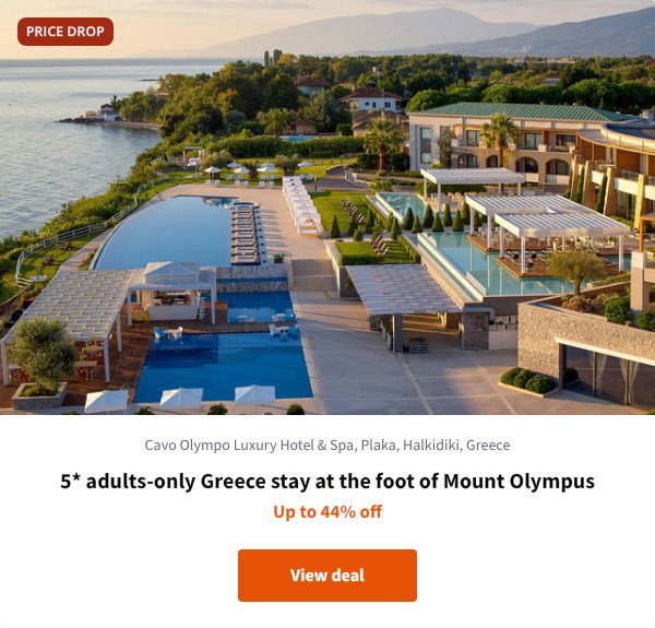 5* adults-only Greece stay at the foot of Mount Olympus