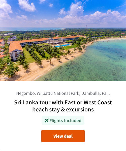 Sri Lanka tour with East or West Coast beach stay &amp; excursions