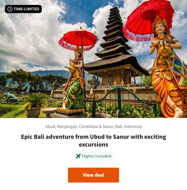 Epic Bali adventure from Ubud to Sanur with exciting excursions