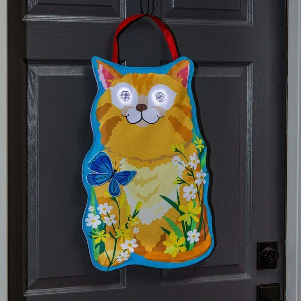 Animated Hello There Cat LED Door Decor