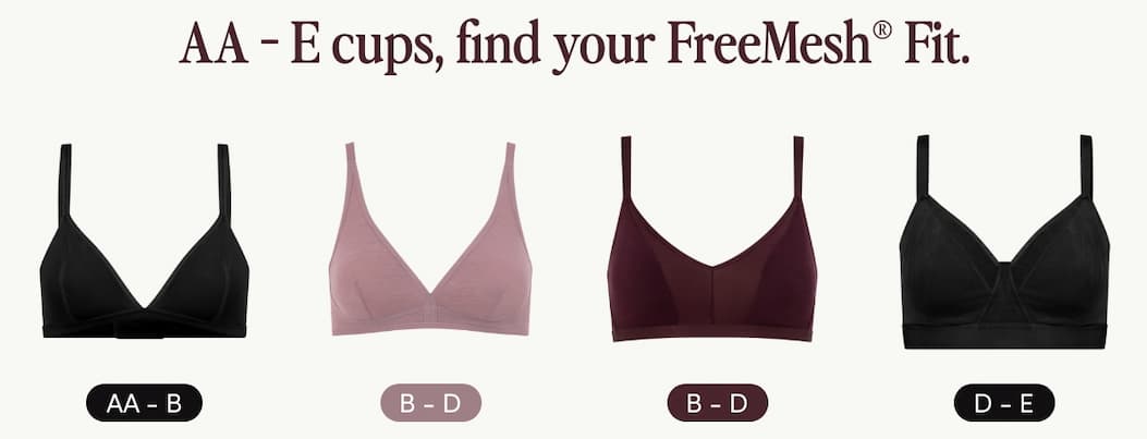 AA-E cups, find your FreeMesh Fit