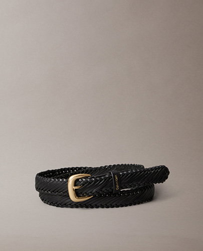 Braided Leather Chunky Buckle Belt