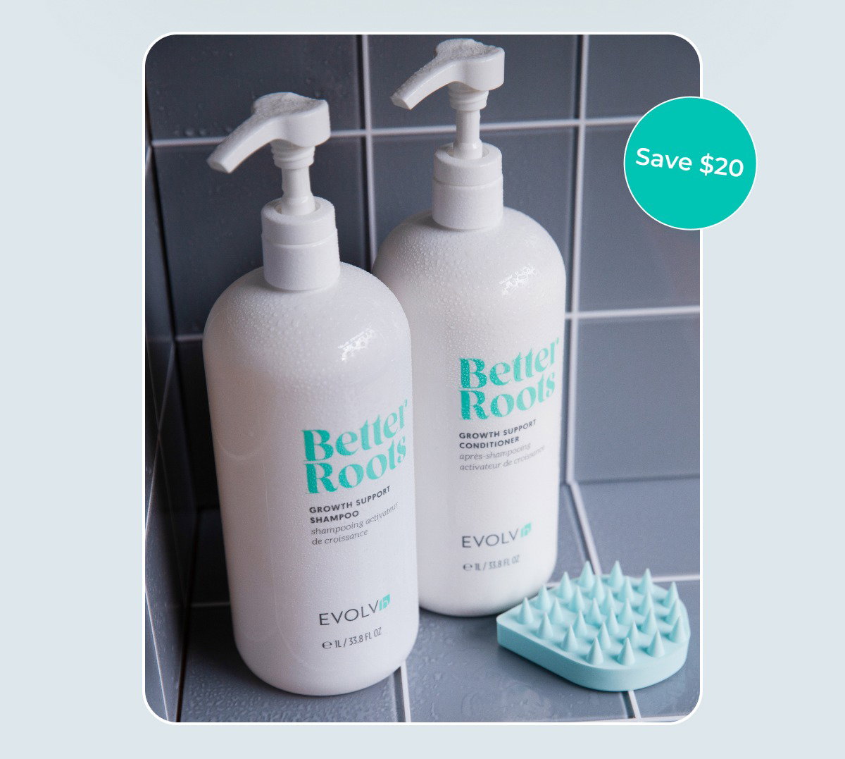 Hair growth starts with the routine you already have. Pre-order and save on Growth Support Shampoo & Conditioner Liter Duo.