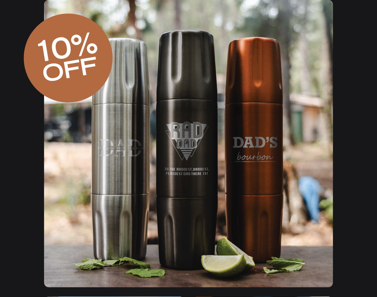 Photo of Custom Father's Day Flasks with 10% Off Badge