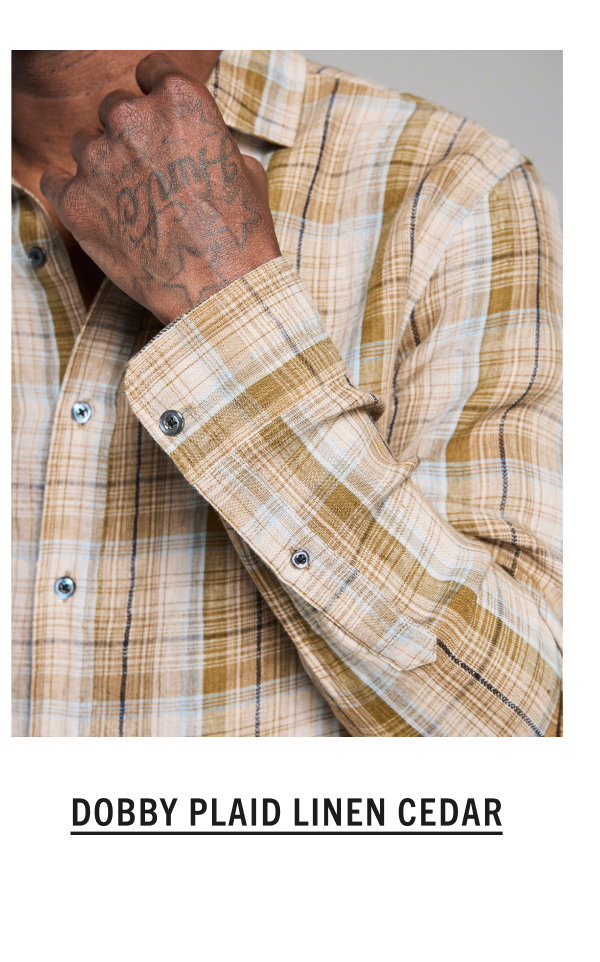 Shop the Dobby Plaid Linen Cedar