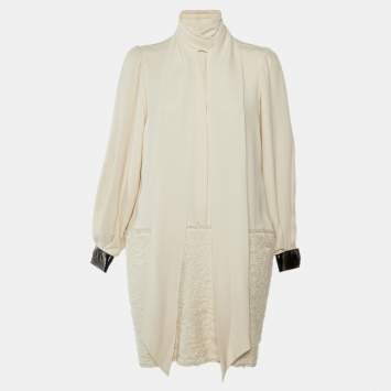Cream Silk & Wool Mini Dress M