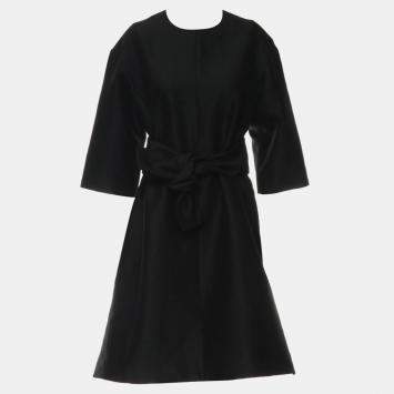 Black Wool & Silk Belted Dress