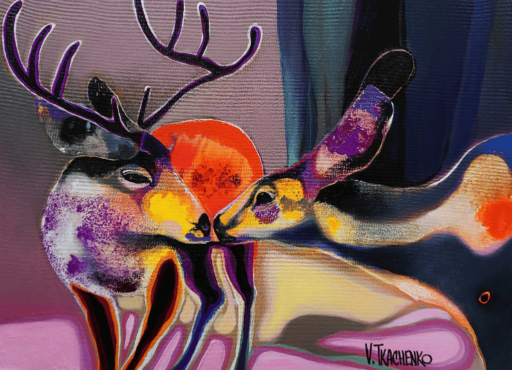Deer painting berry hues