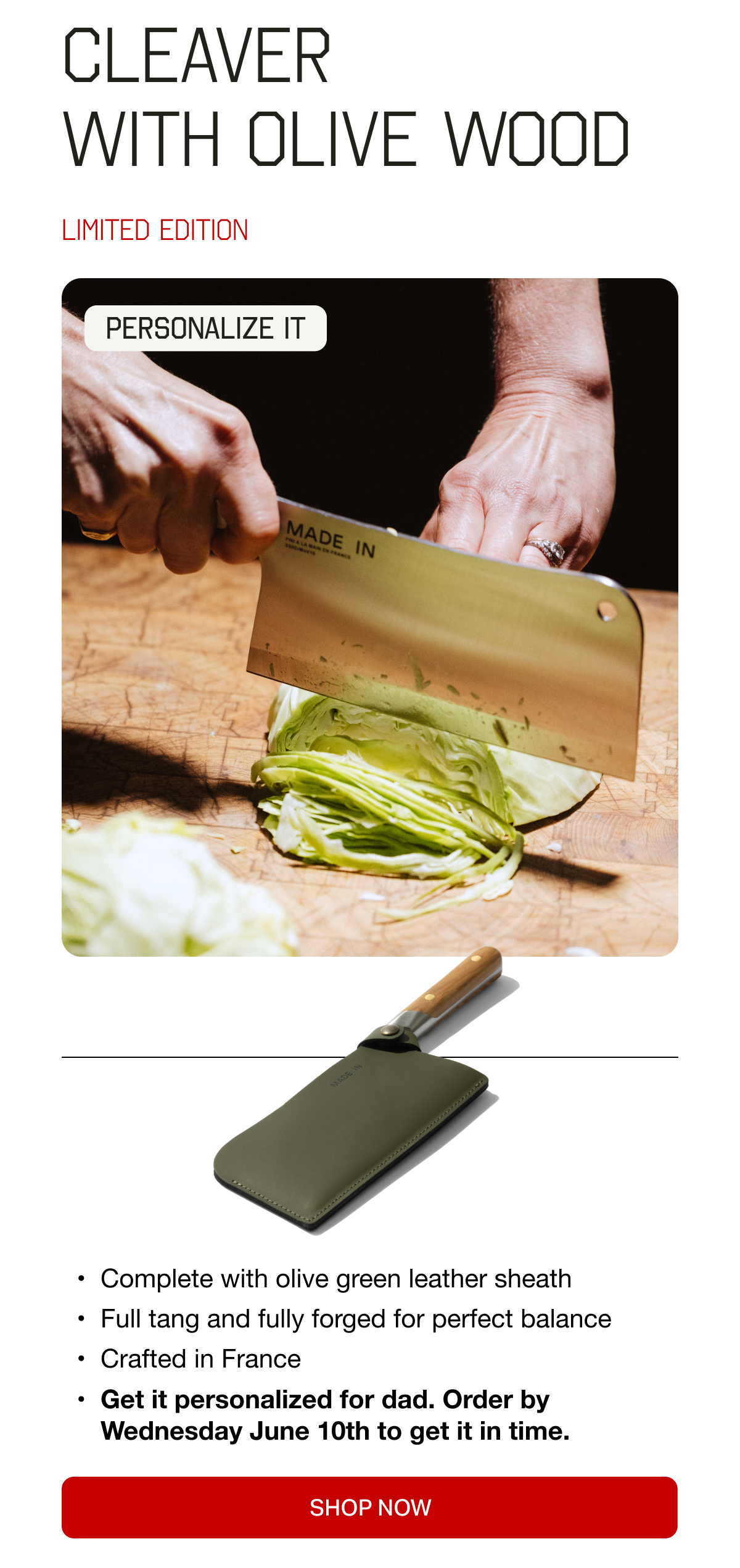 Cleaver with Olive Wood | Shop Specialty Knives