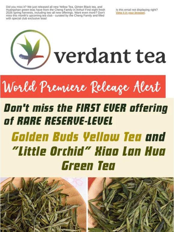 🚨New Tea Alert: Yellow Tea + Black Tea + Green Teas