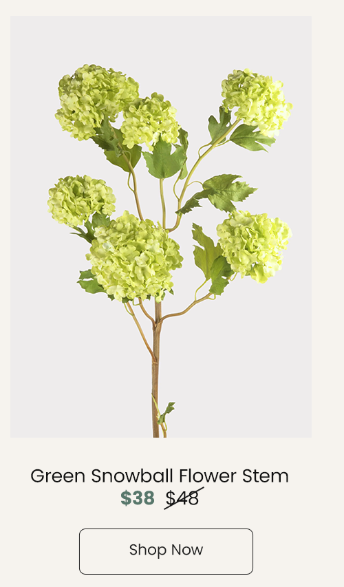 Faux Flowers Snowball Flower Stem in Green