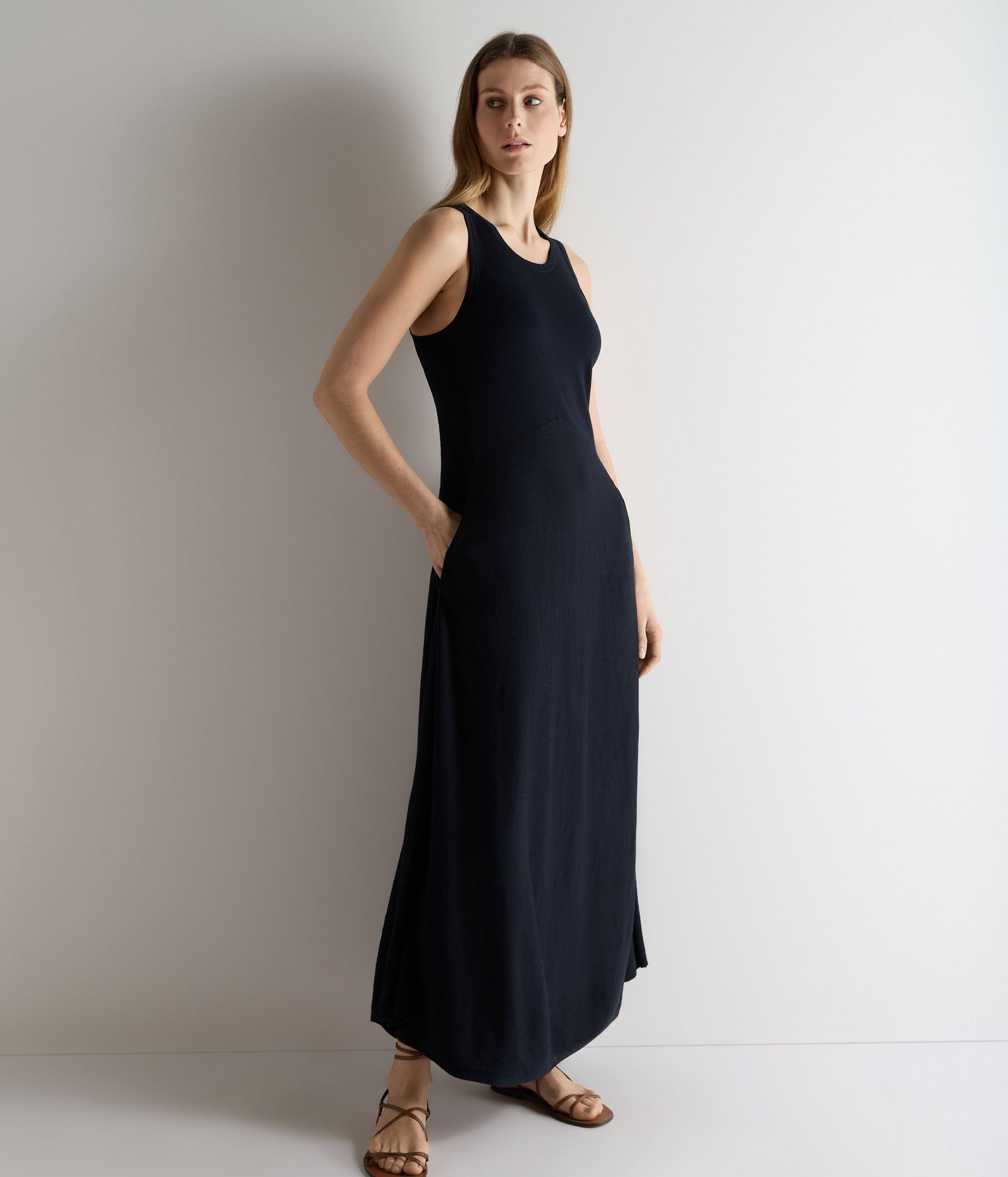 Women's Sleeveless Cotton Blend Maxi Dress