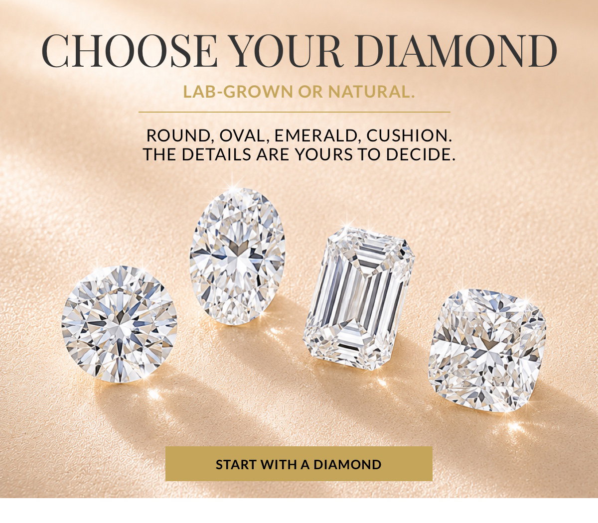 choose your diamond, lab grown or natural