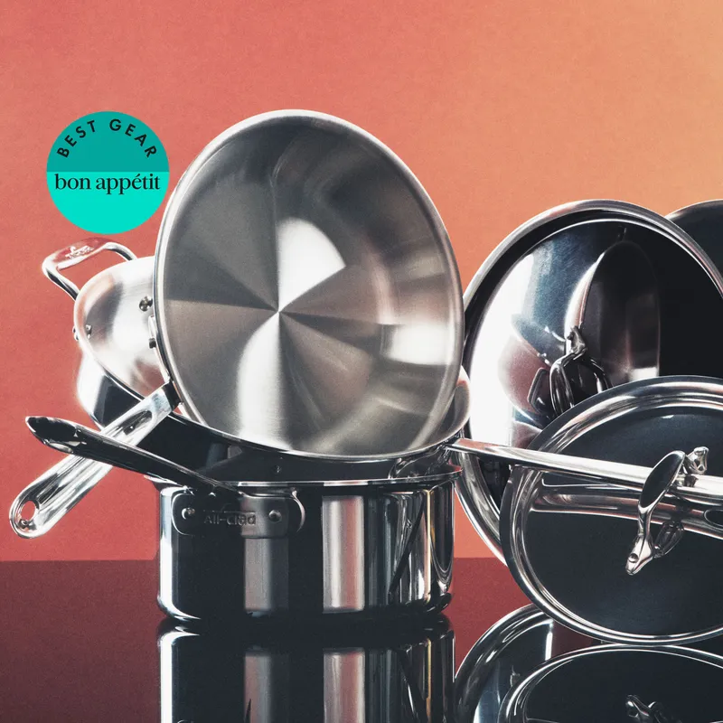 An All-Clad D3 cookware set.