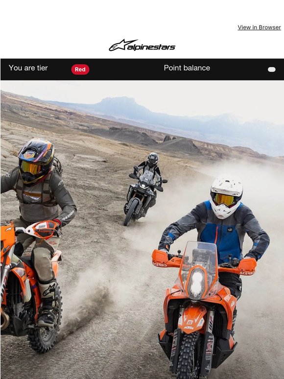 Join Alpinestars Membership today, earn 200 bonus points