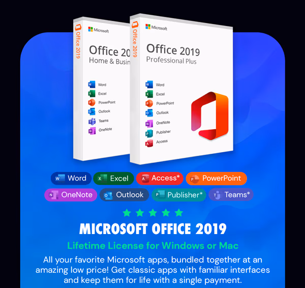 Microsoft Office 2019 for Windows or Mac | Lifetime License