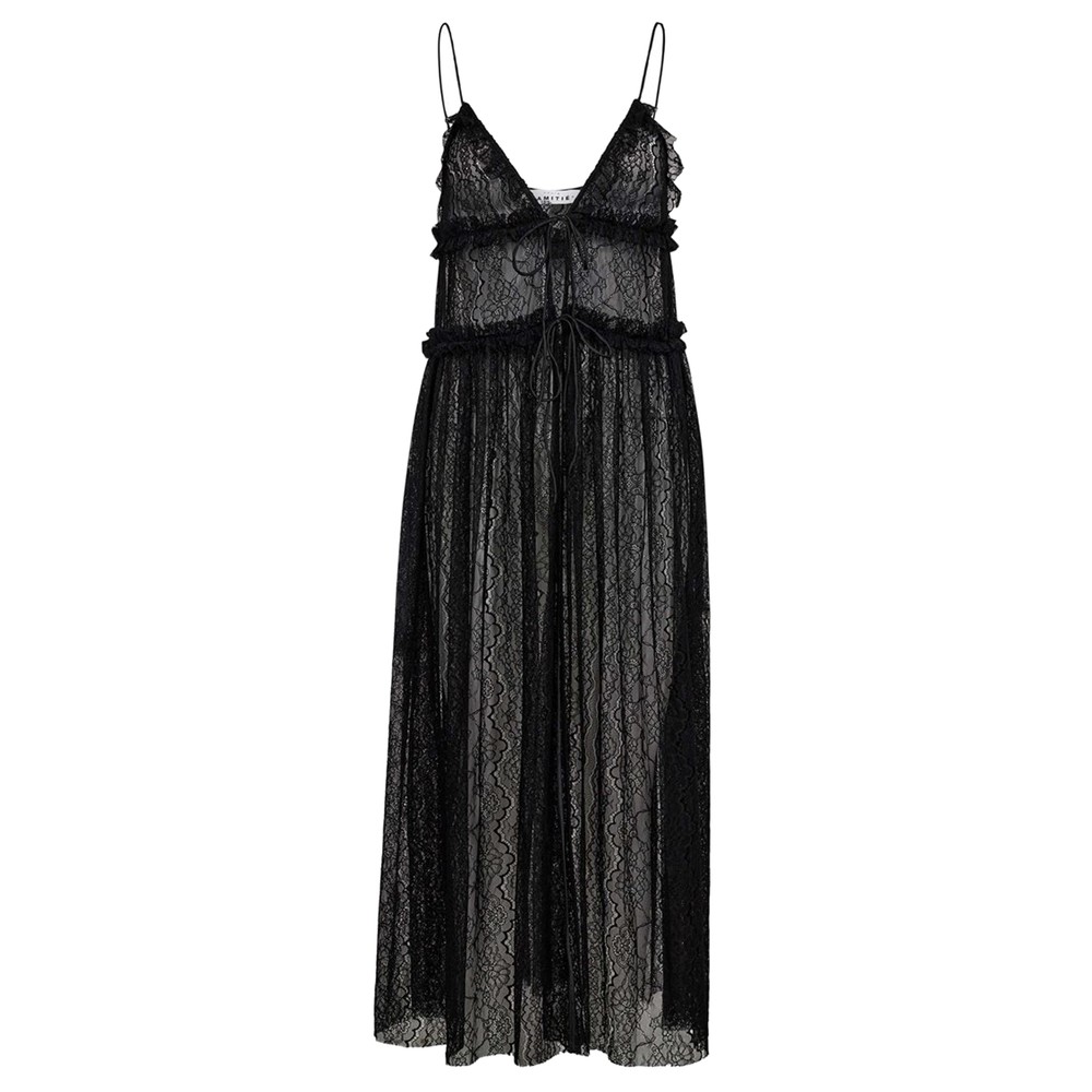 Image of New Lace Tie Dress - Black