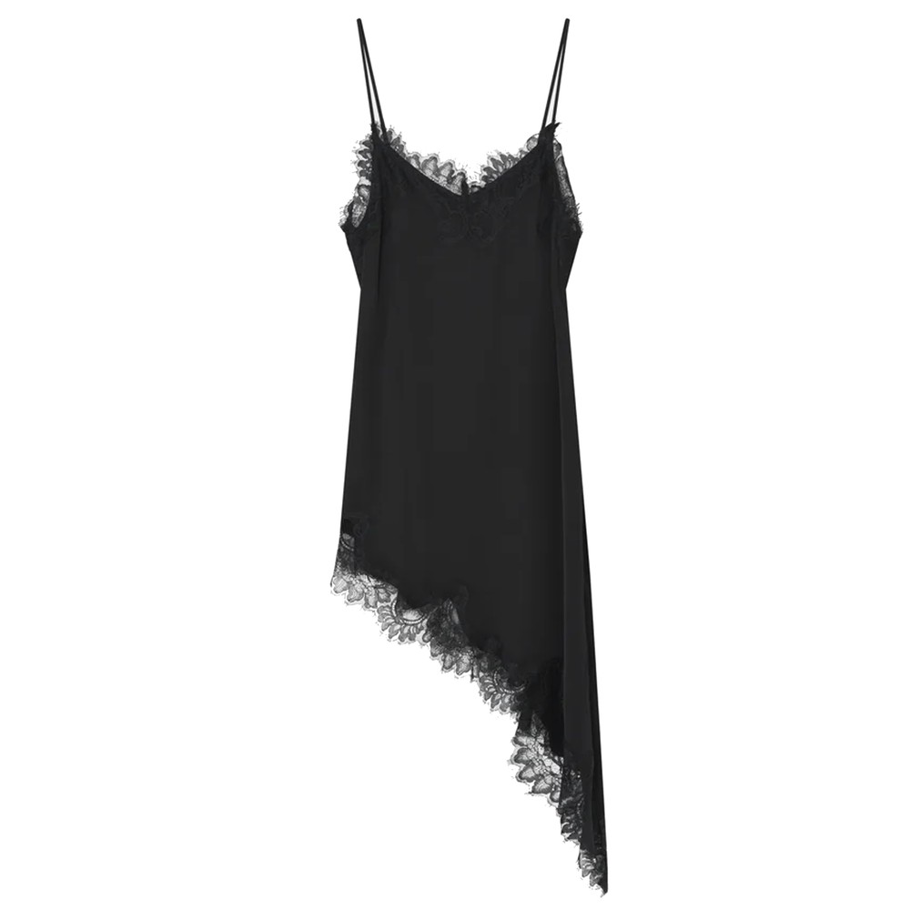 Image of Lara Asymmetric Lace Top - Black