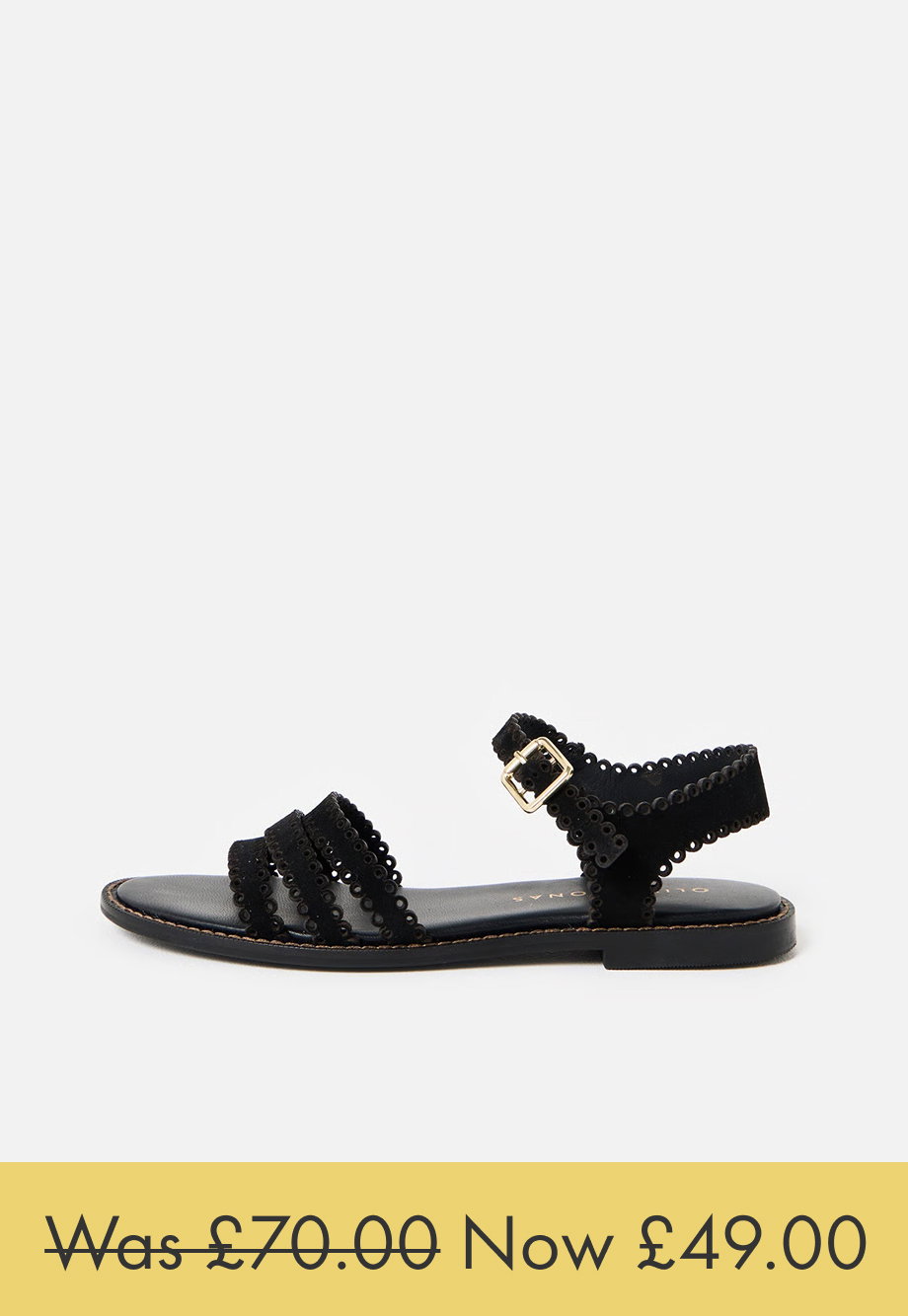 Black Flat Leather Sandals