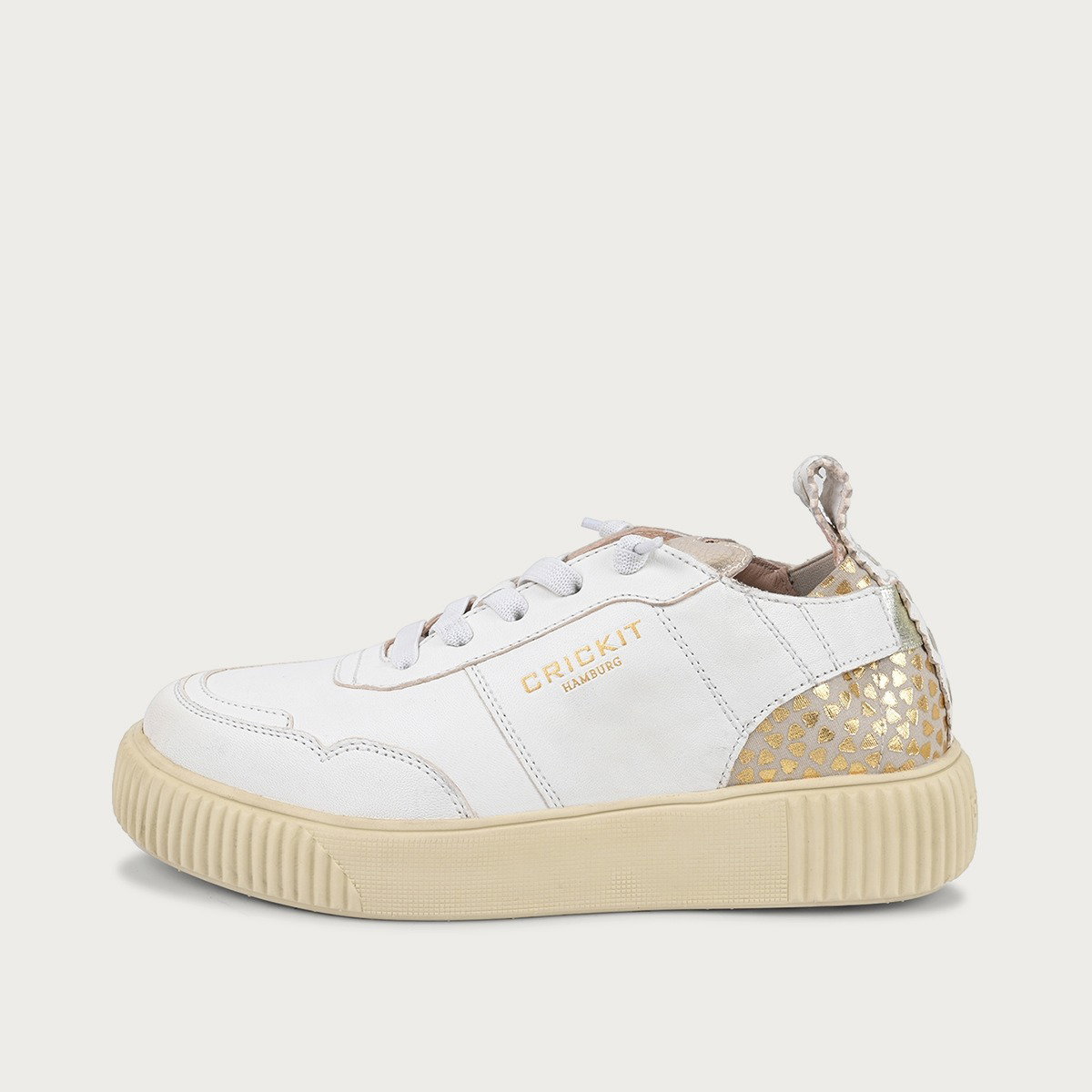 OAKLI Weiss Platin Extra Leichter Sneaker aus Leder mit EASY-IN und Wechselfußbett