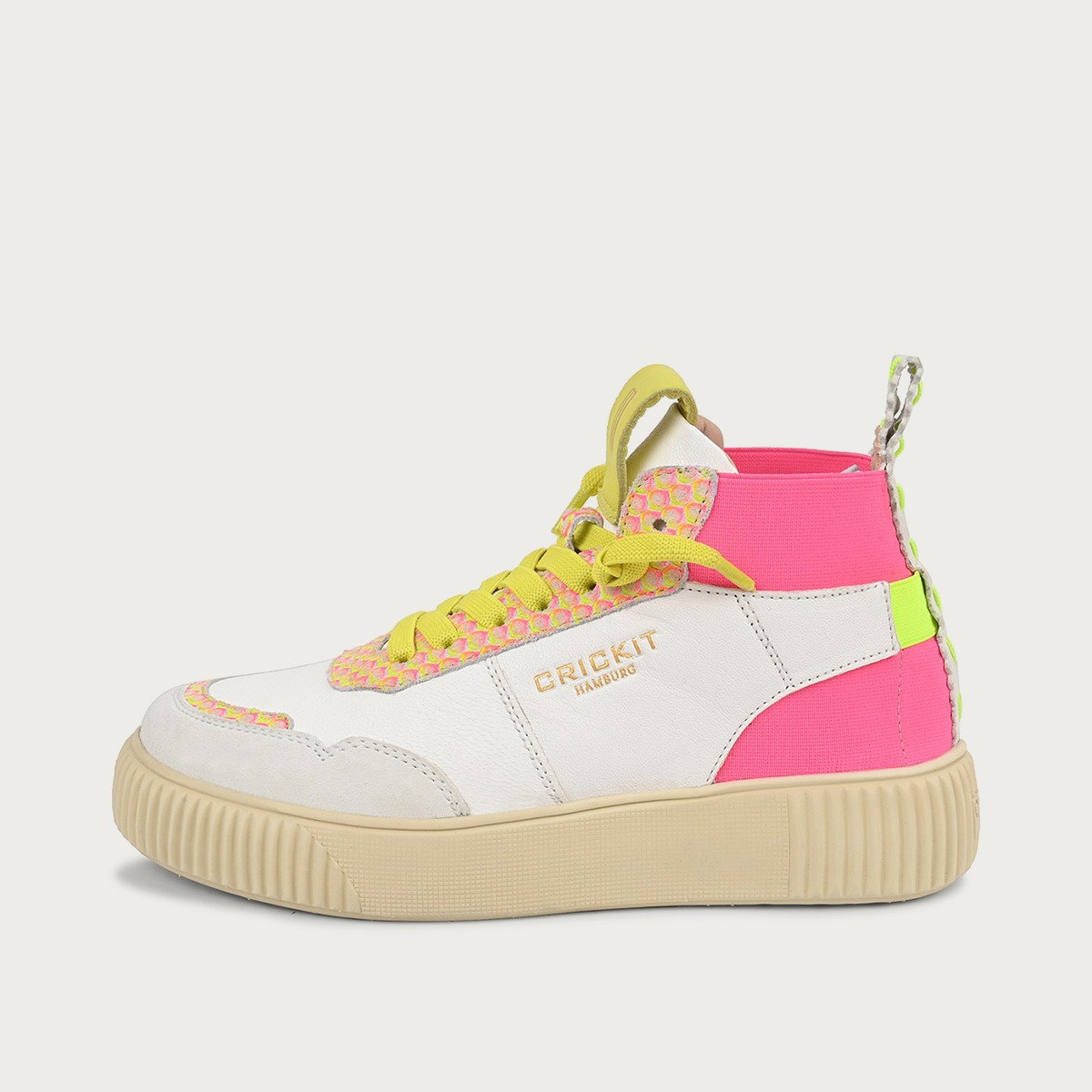 REBEKA Weiss Pink Extra Leichter Sneaker aus Leder mit EASY-IN und Wechselfußbett