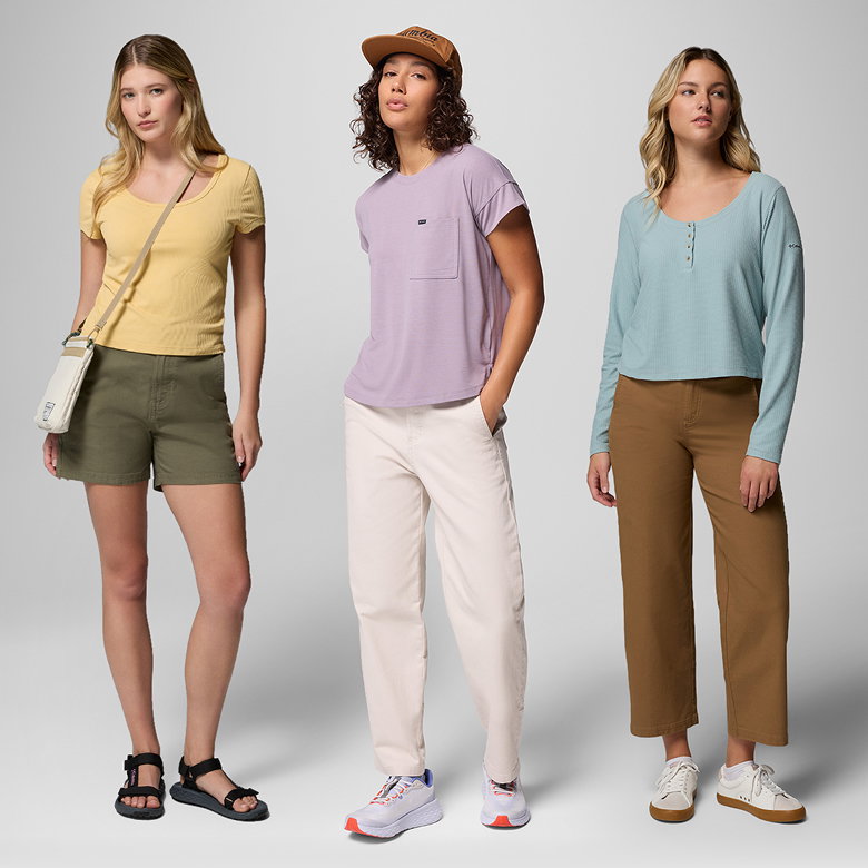 Three ROC shorts laid on top of a rock texted background