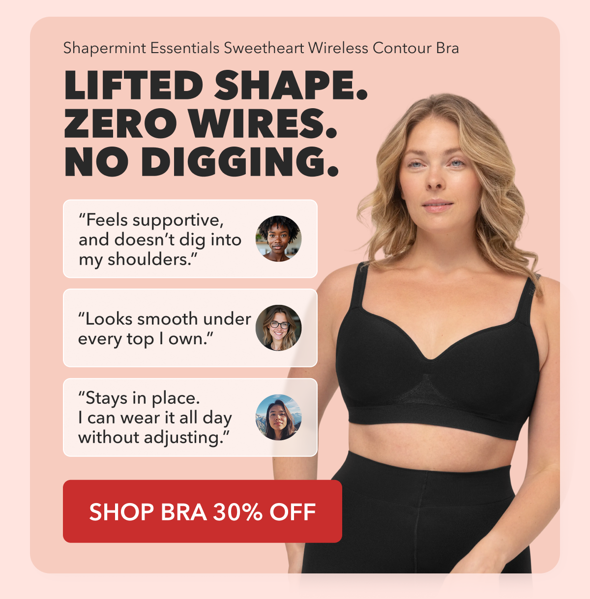 Shapermint Essentials Sweetheart Wireless Contour Bra