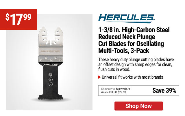 HERCULES 1-3/8 in. High-Carbon Steel Reduced Neck Plunge Cut Blades for Oscillating Multi-Tools, 3-Pack