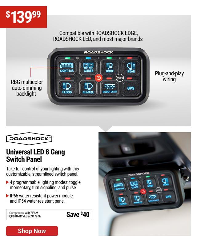 ROADSHOCK Universal LED 8 Gang Switch Panel