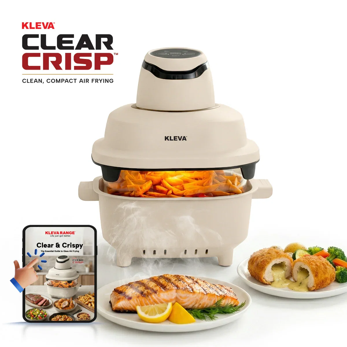 Image of KLEVA® Clear Crisp Glass Air Fryer 4.5L - Healthy, Crispy, Non-Toxic Cooking