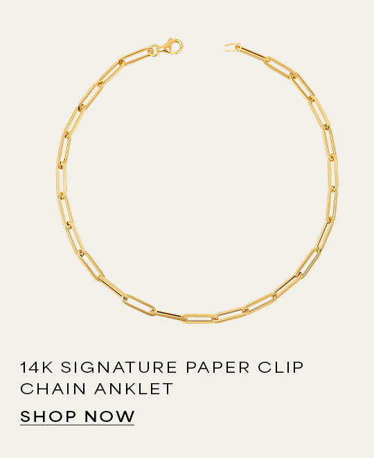 14K Signature Paper Clip Chain Anklet