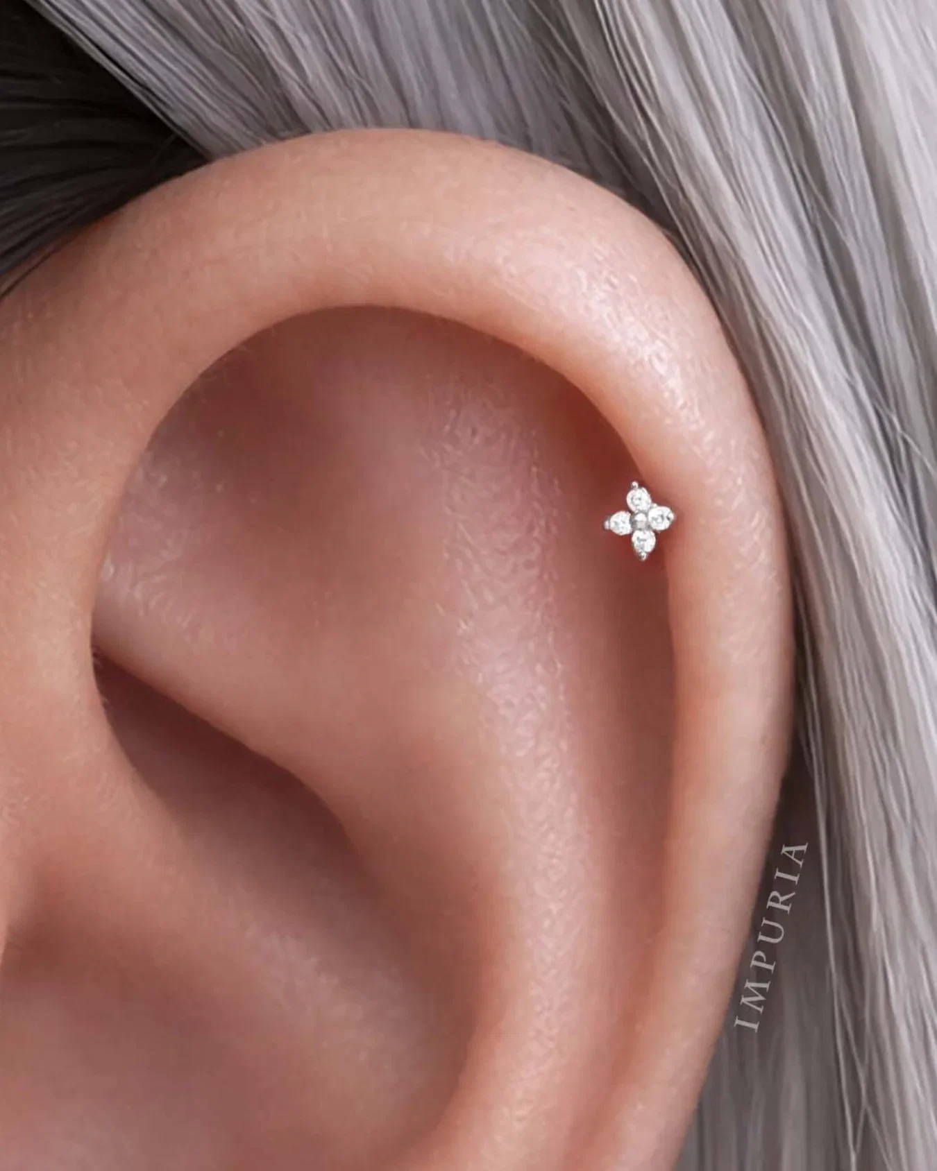 Clover flat back helix stud