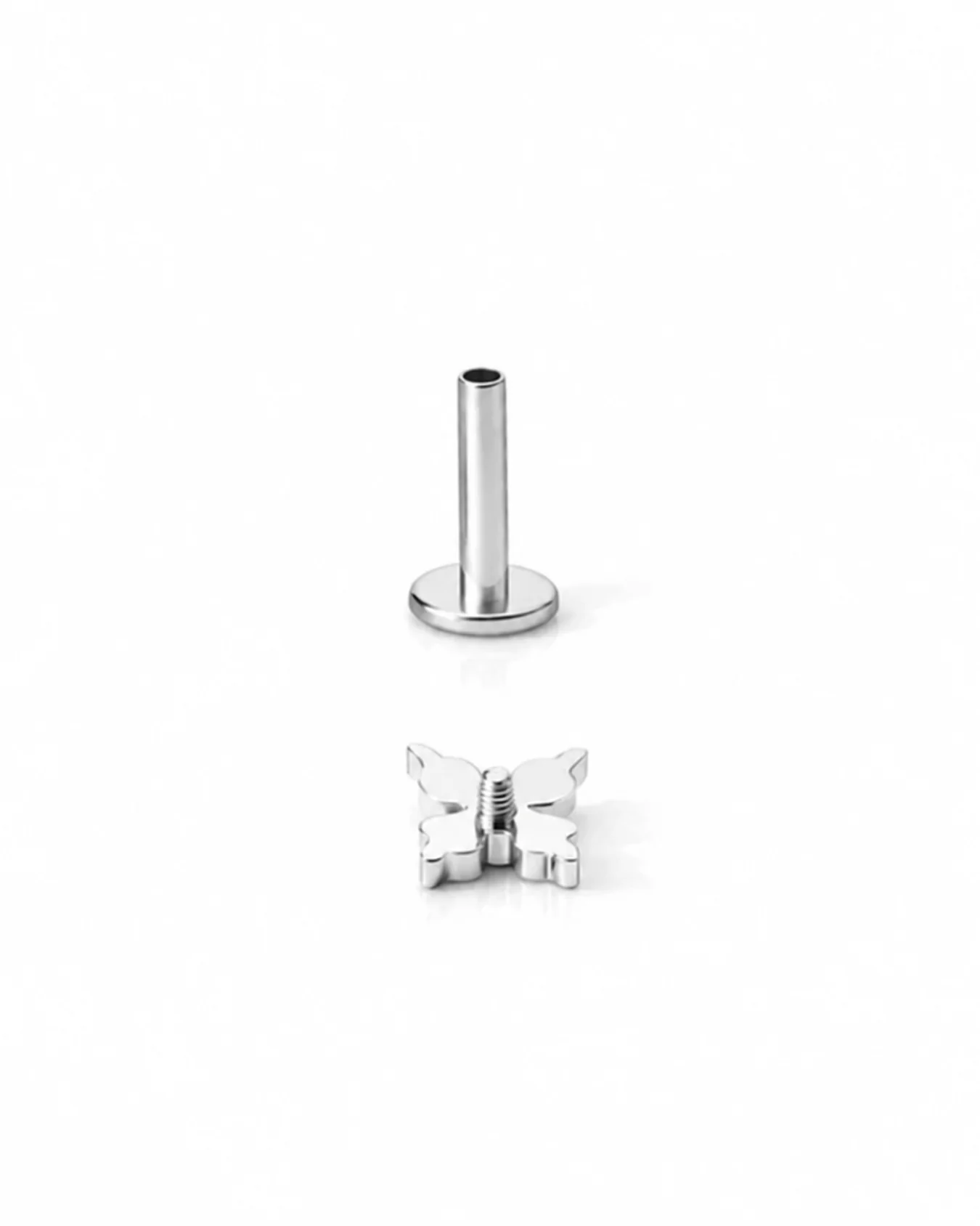 Opened internally threaded clover flat back stud