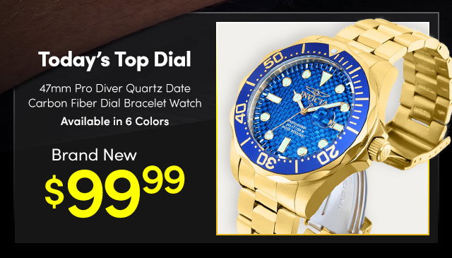 INV-14357 INVICTA | Men's 47mm Pro Diver Quartz Date Carbon Fiber Dial Bracelet Watch - Brand New $99.99