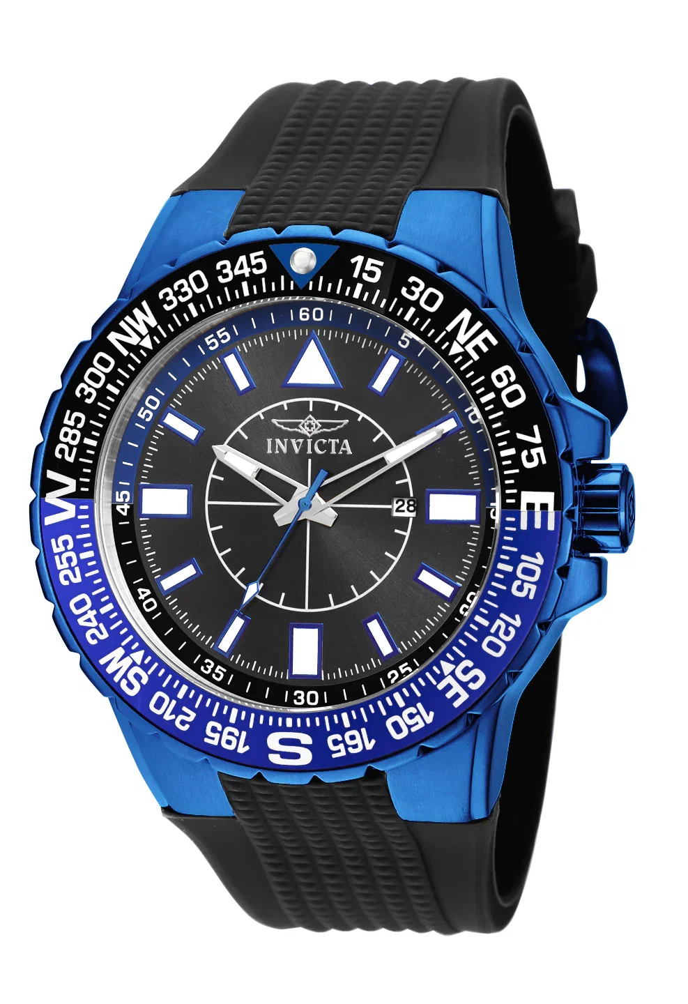 Image of Invicta Men's 52mm Aviator Quartz Textured Black Silicone Strap Watch