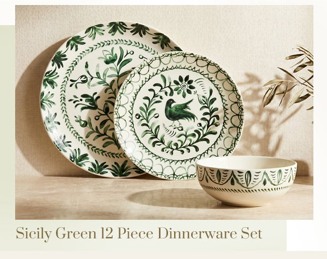Sicily Green 12 Piece Dinnerware Set