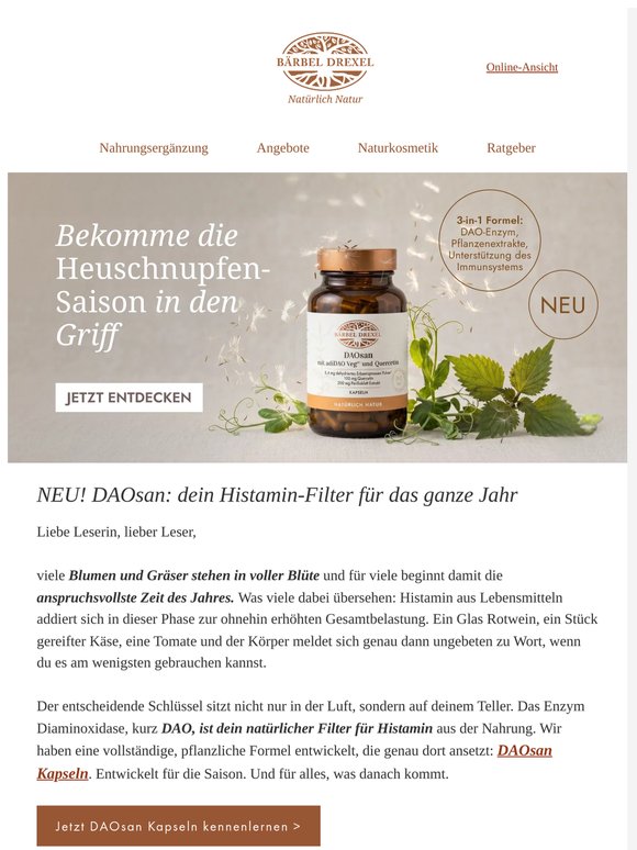 Neu: DAOsan – dein innerer Histamin-Filter