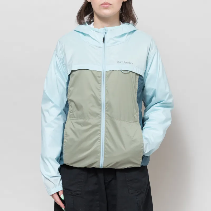 Columbia Womens Crested Canyon Hooded Windbreaker Safari Everblue Marine Light