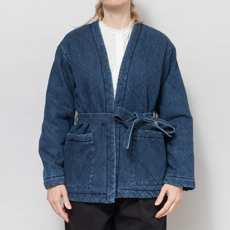 Indi and Cold Womens Quilted Kimono Jacket Blue