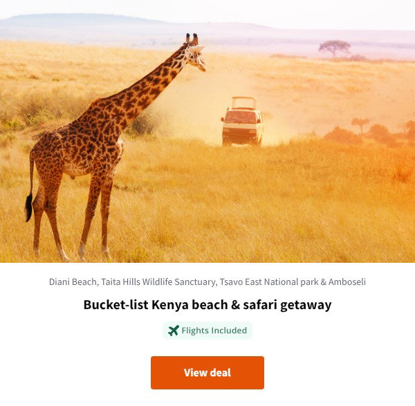 Bucket-list Kenya beach & safari getaway