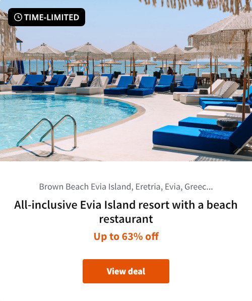 All-inclusive Evia Island resort with a beach restaurant