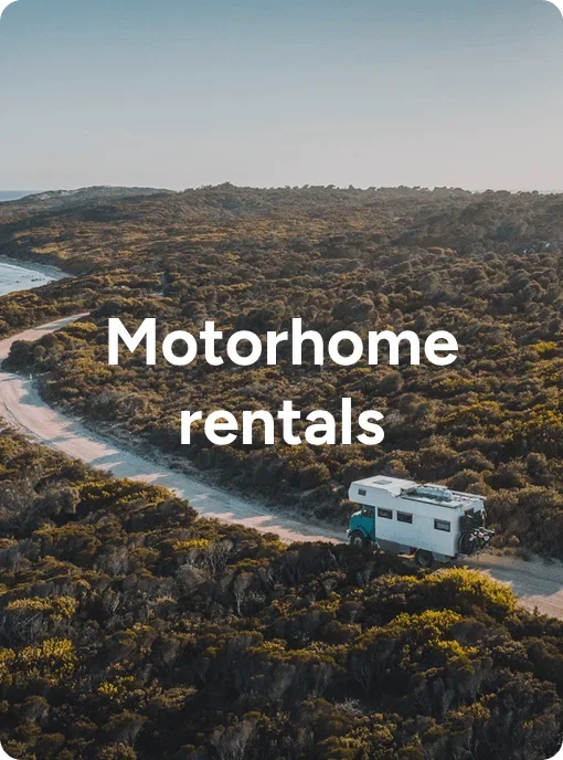 Motorhome vehicle on a trail