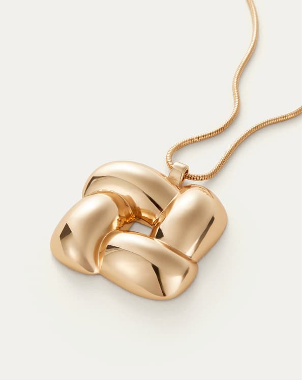 Woven Square Pendant in Gold